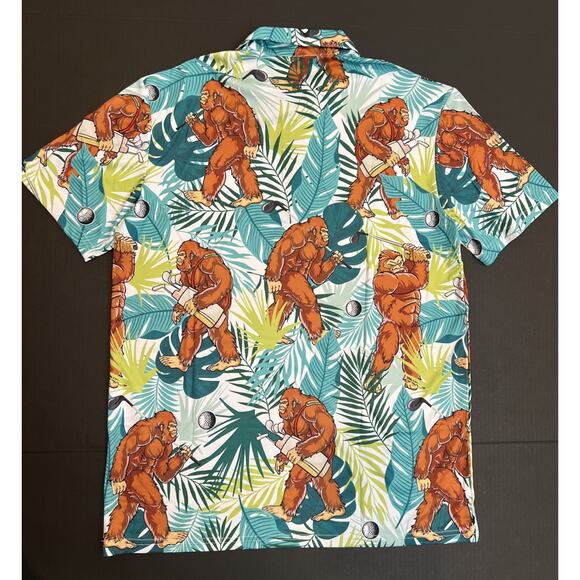 Bigfoot Sasquatch Golf Hawaiian Shirt Men XL Polo Shirt Golfing Golf Ball Funny - Picture 5 of 6